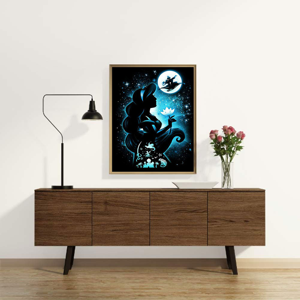 Princess Cartoon Silhouette - Full Round Drill Diamond Painting 50*60CM