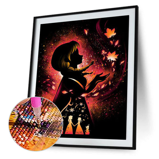Princess Cartoon Silhouette - Full Round Drill Diamond Painting 50*60CM