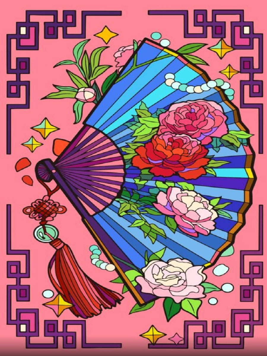 Color Fantasy Fan Flower 40*70CM(Canvas) Full Round Drill Diamond Painting