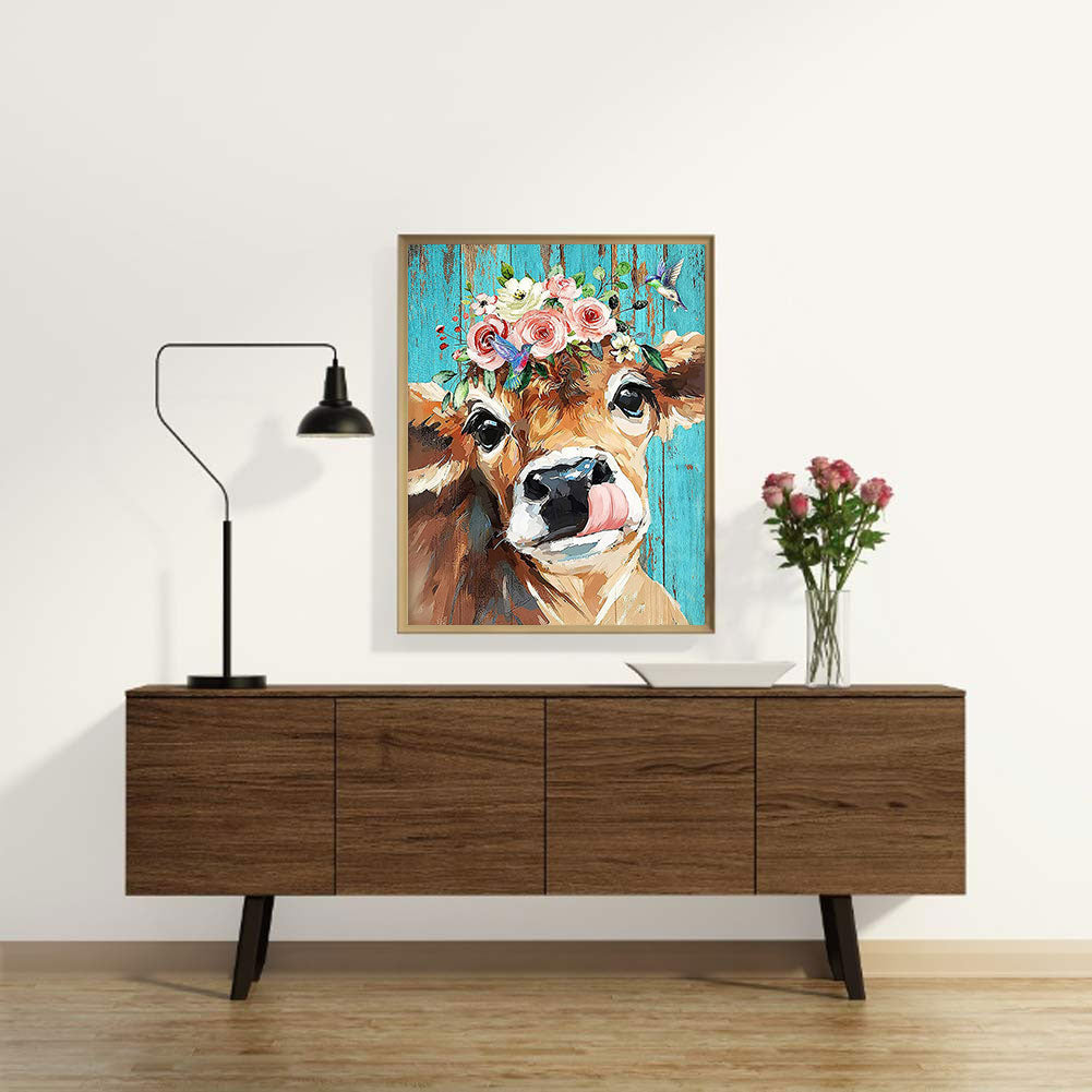 Flower Cow - Full Square Drill Diamond Painting 40*50CM