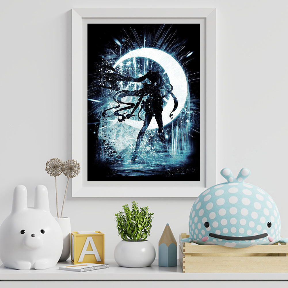 Sailor Moon Silhouette - Full Round Drill Diamond Painting 30*40CM
