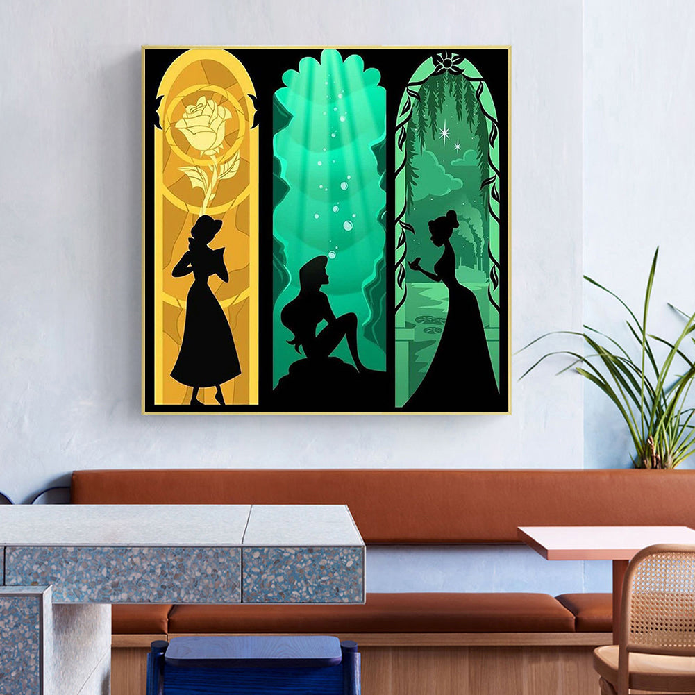 Disney Princess Silhouette - Full Round Drill Diamond Painting 50*50CM