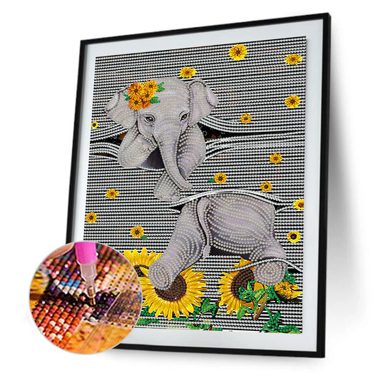 Sunflower Elephant - Special Shaped Drill Diamond Paiting 30*40CM