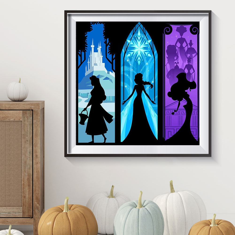 Disney Princess Silhouette - Full Round Drill Diamond Painting 40*40CM