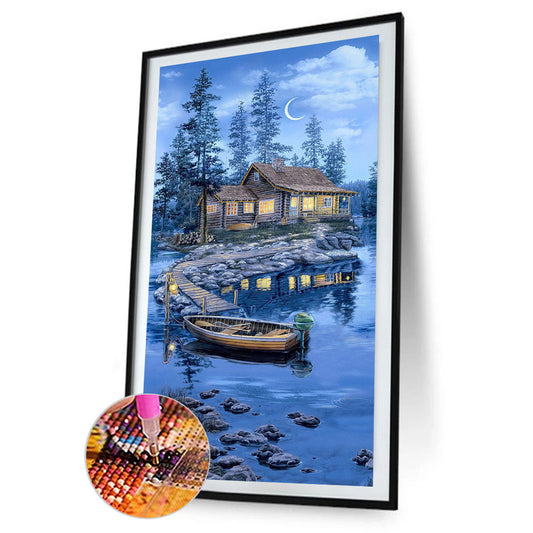 Crescent Lake Lodge - Full Square Drill Diamond Painting 40*75CM