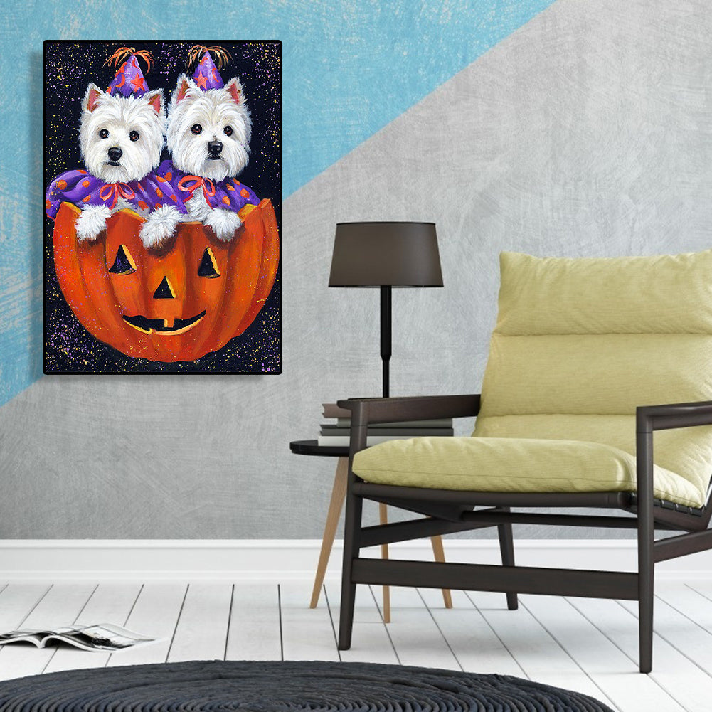 Halloween Dog - Full Round Drill Diamond Painting 30*40CM