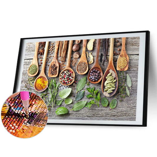 Kitchen Herbs And Spices - Full Round Drill Diamond Painting 60*40CM