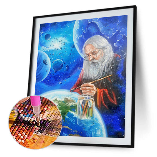 Old Man In Space - Full Round Drill Diamond Painting 40*50CM