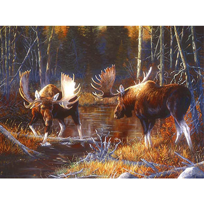 Rhino In Water - Full Round Drill Diamond Painting 40*30CM