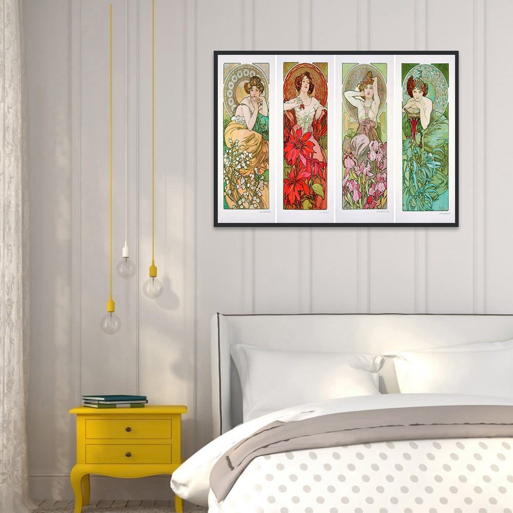 Four Seasons Woman - Full Round Drill Diamond Painting 50*30CM