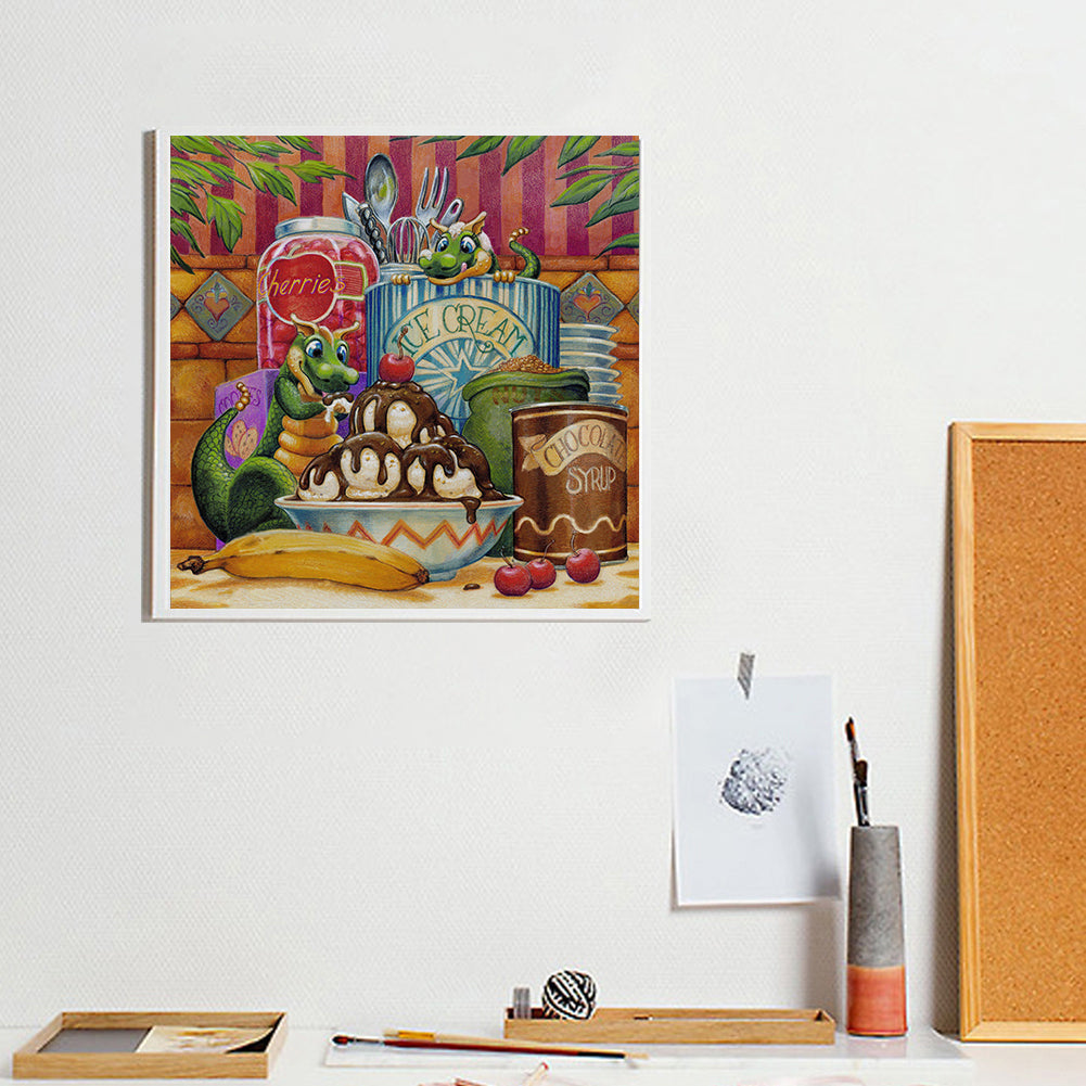 Green Dragon 30*30CM(Canvas) Full Round Drill Diamond Painting