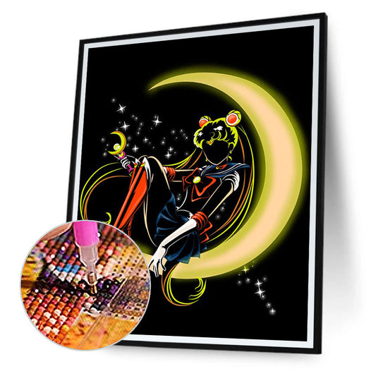 Sailor Moon Silhouette - Full Round Drill Diamond Painting 30*40CM