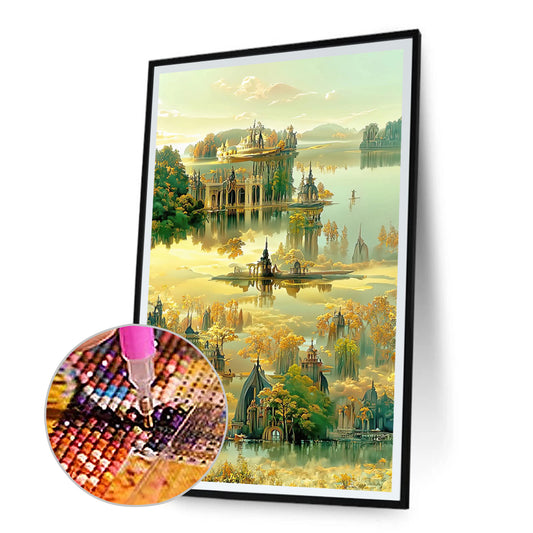 Colorful Castle Landscape - Full Round Drill Diamond Painting 50*75CM