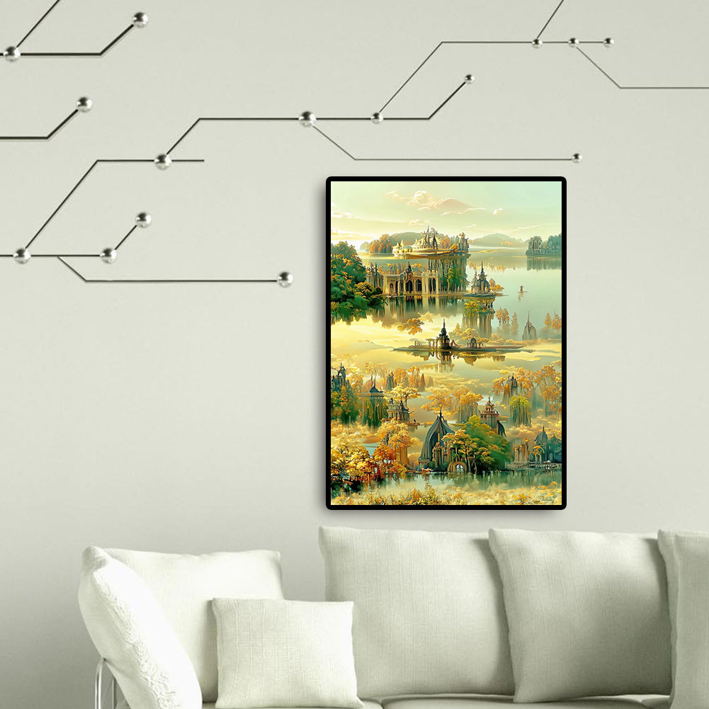 Colorful Castle Landscape - Full Round Drill Diamond Painting 50*75CM
