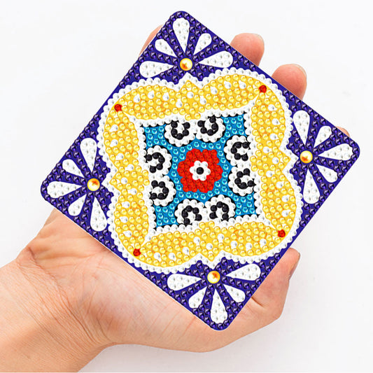 6pcs/set Mandala Square Coaster Acrylic Water Cup Pad 5D DIY for Room Decoration