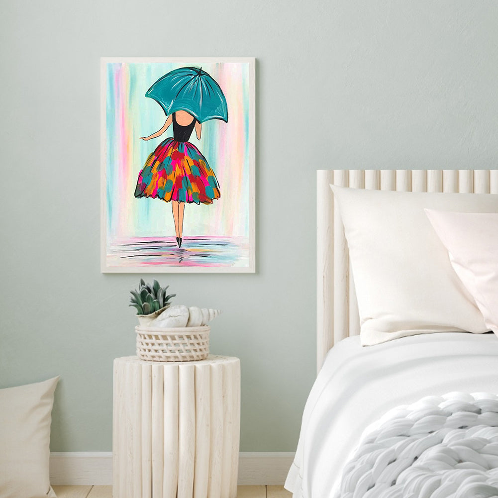 Girl In Skirt - Full Round Drill Diamond Painting 30*40CM