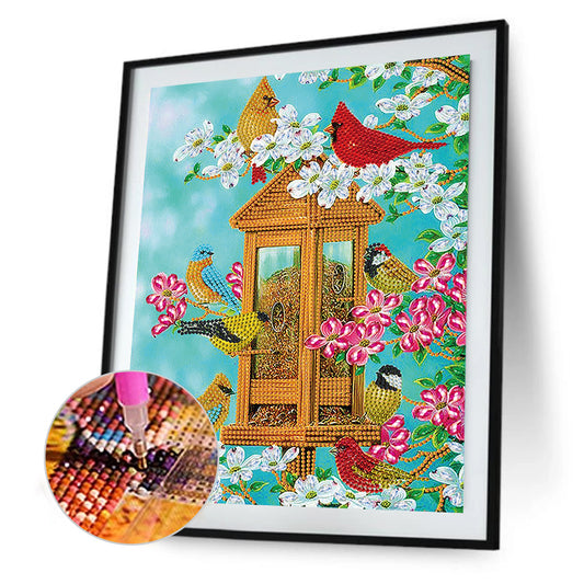 Flower Bird - Special Shaped Drill Diamond Painting 30*40CM