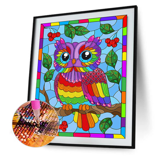 Rainbow Owl - Special Shaped Drill Diamond Painting 30*40CM