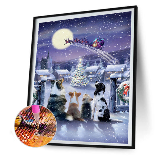 Dog In Snow - Full Square Drill Diamond Painting 40*50CM