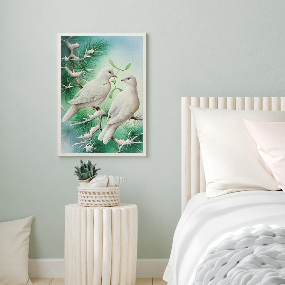 Bird On Branch - Full Round Drill Diamond Painting 30*40CM