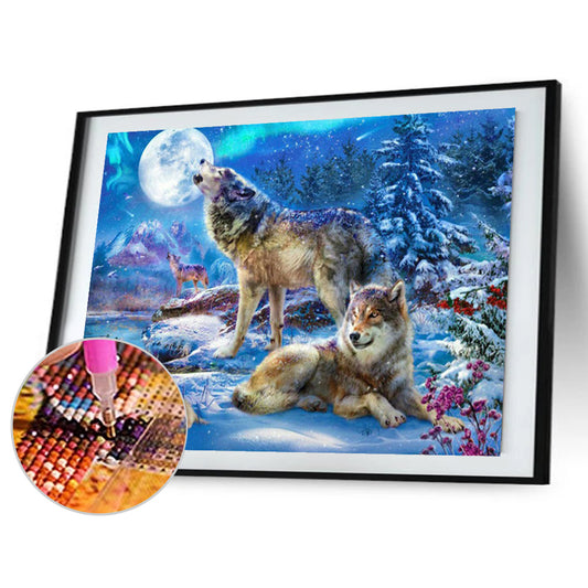 Wolf In Moonlight - Full Square Drill Diamond Painting 40*30CM