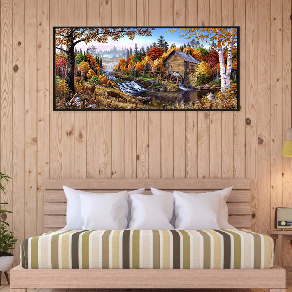 Cottage By The River - Full Square Drill Diamond Painting 80*40CM