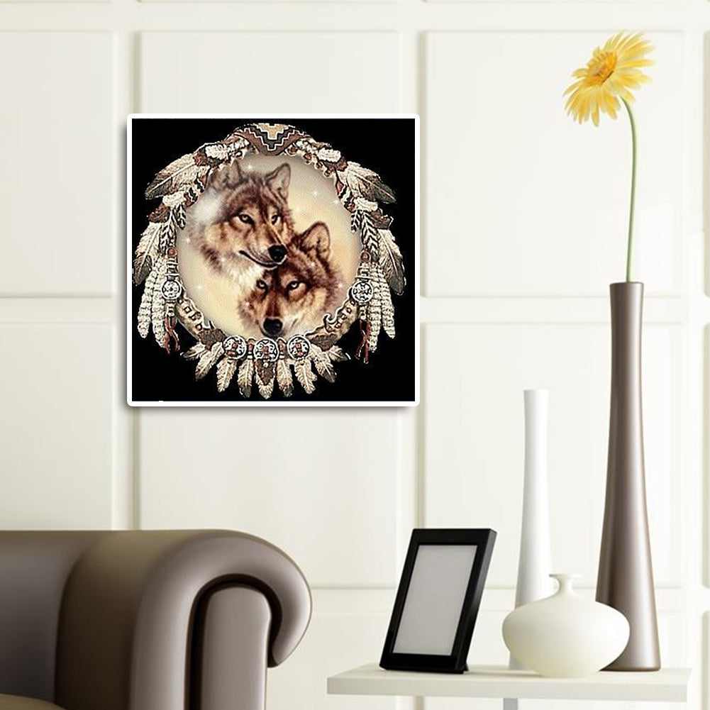 Dream Catcher Wolf - Full Square Drill Diamond Painting 30*30CM