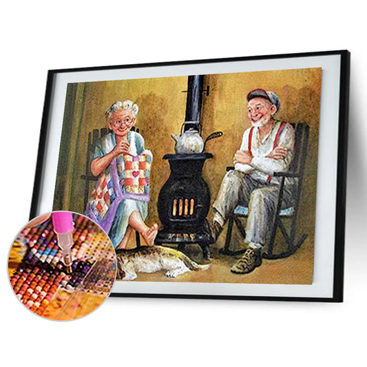 Old Couple - Full Round Drill Diamond Painting 50*40CM