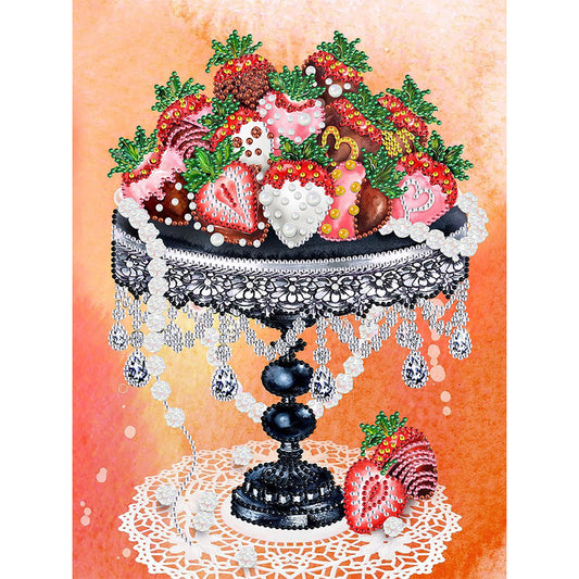 Strawberry Fruit Bowl - Special Shaped Drill Diamond Painting 30*40CM