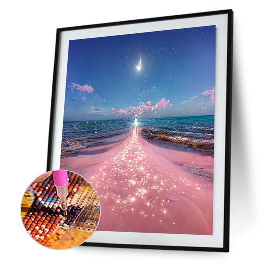 Pink Beach - Full Round Drill Diamond Painting 40*50CM