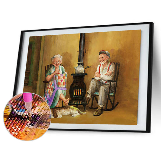 Amiable Elderly Couple - Full Square Drill Diamond Painting 60*50CM