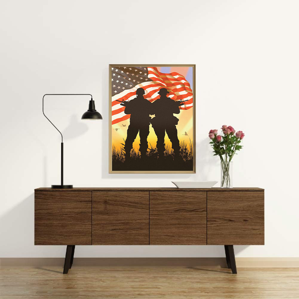 American Soldier - Full Round Drill Diamond Painting 40*50CM