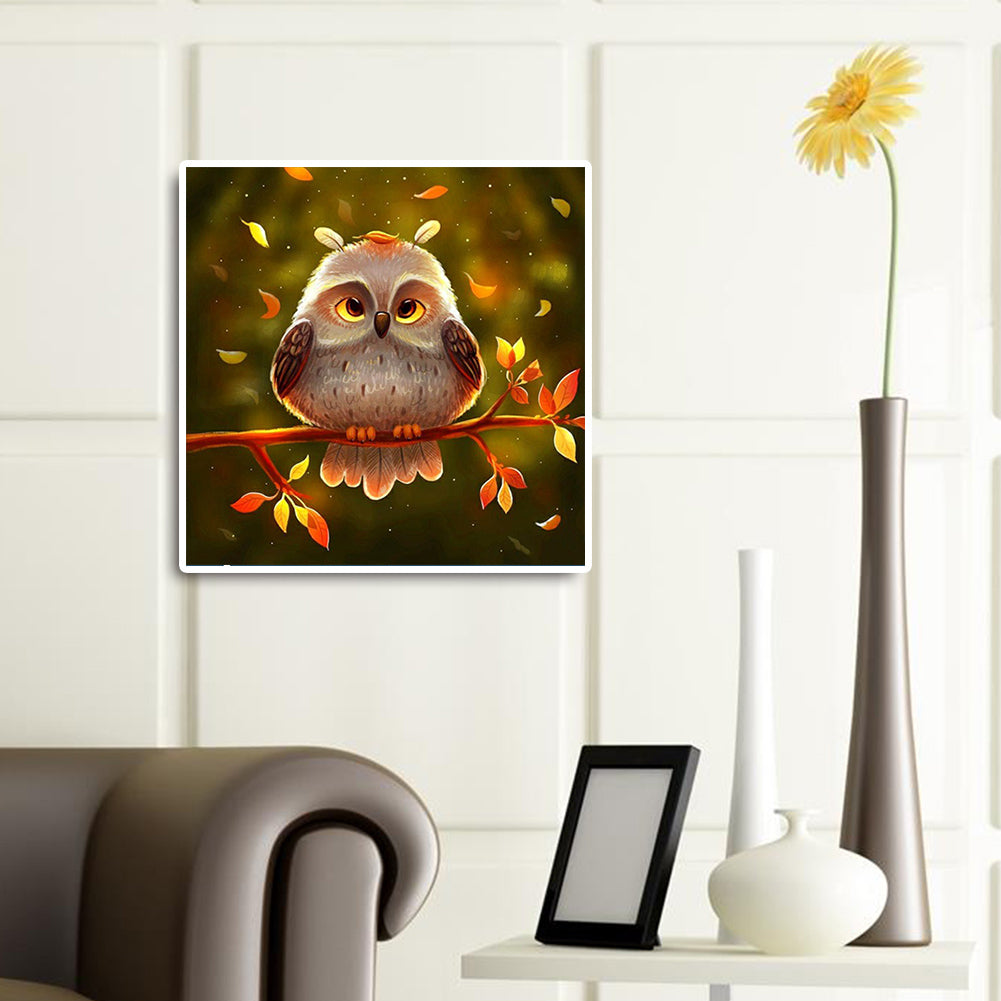 Big Eyed Owl - Full Round Drill Diamond Painting 30*30CM