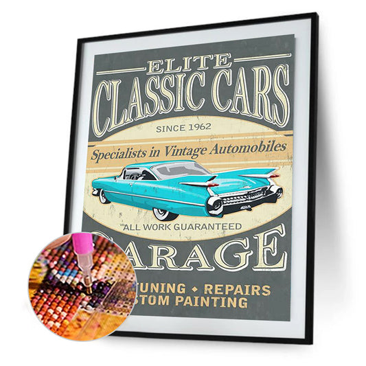Retro Car Poster - Full Square Drill Diamond Painting 30*40CM