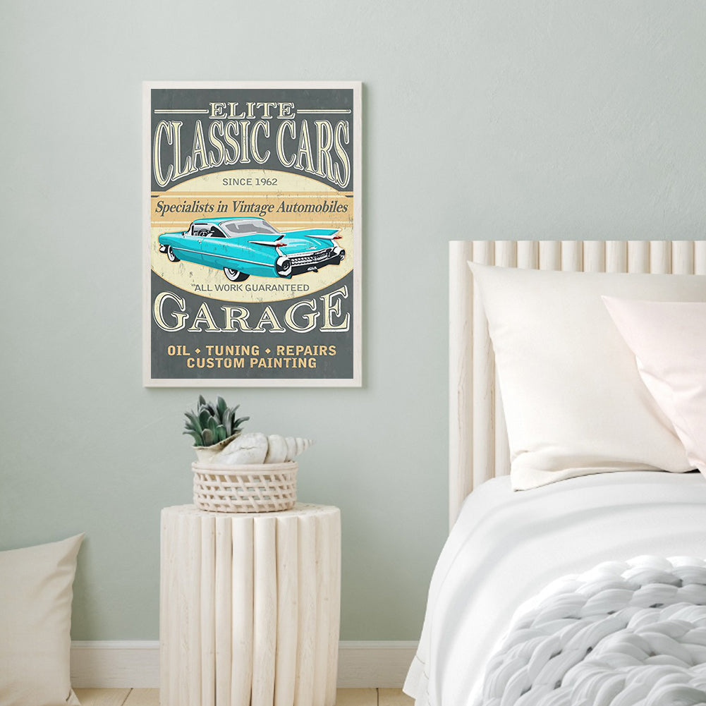 Retro Car Poster - Full Square Drill Diamond Painting 30*40CM