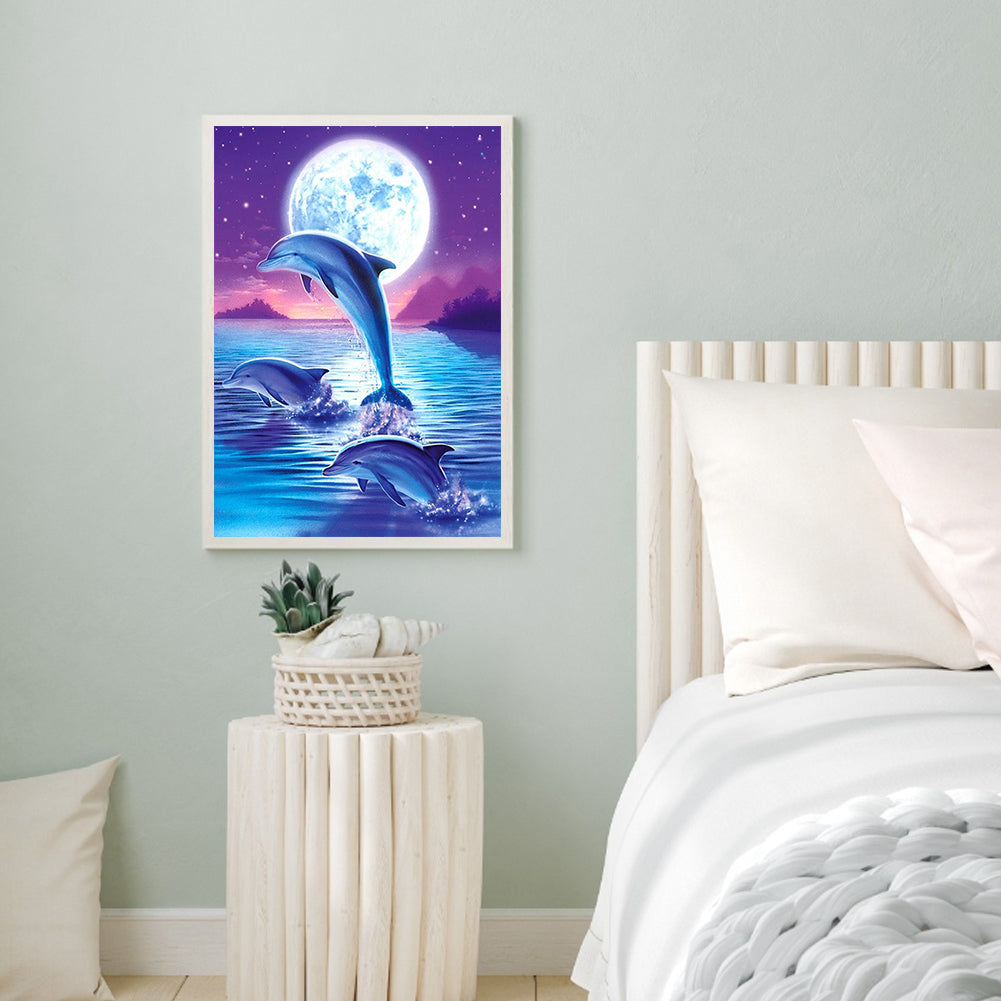 Jumping Dolphin - Full Round Drill Diamond Painting 40*50CM