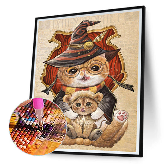 Harry Potter Academy Kitten - Full Round Drill Diamond Painting 30*40CM