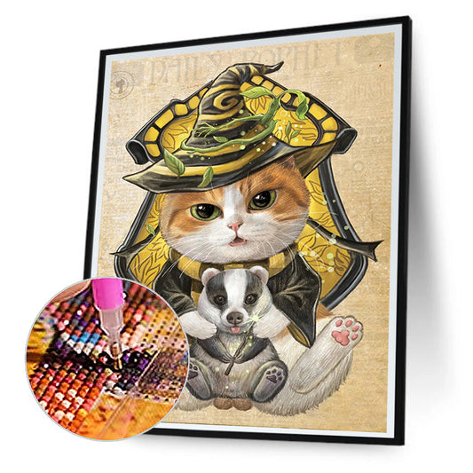 Harry Potter Academy Kitten - Full Round Drill Diamond Painting 30*40CM