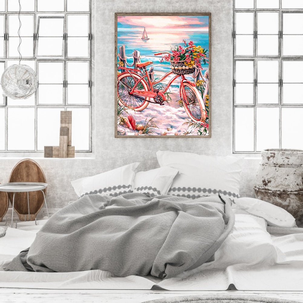 Seaside Bike - Full Round Drill Diamond Painting 30*40CM