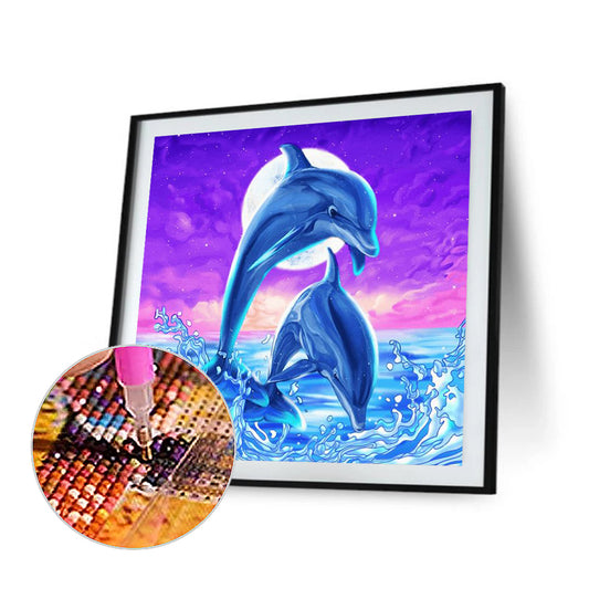 Jumping Dolphin - Full Round Drill Diamond Painting 30*30CM