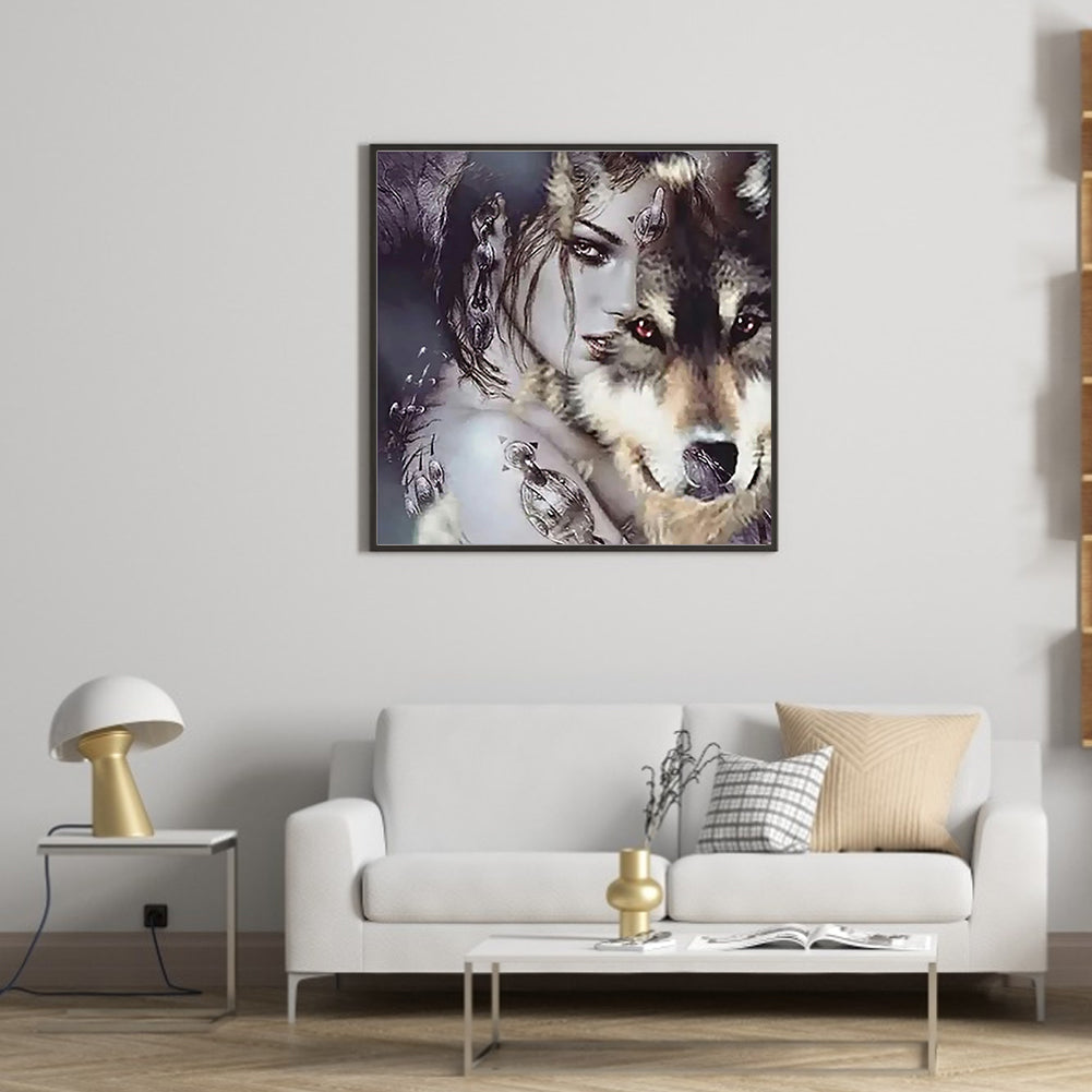 Beauty And Wolf - Full Square Drill Diamond Painting 40*40CM