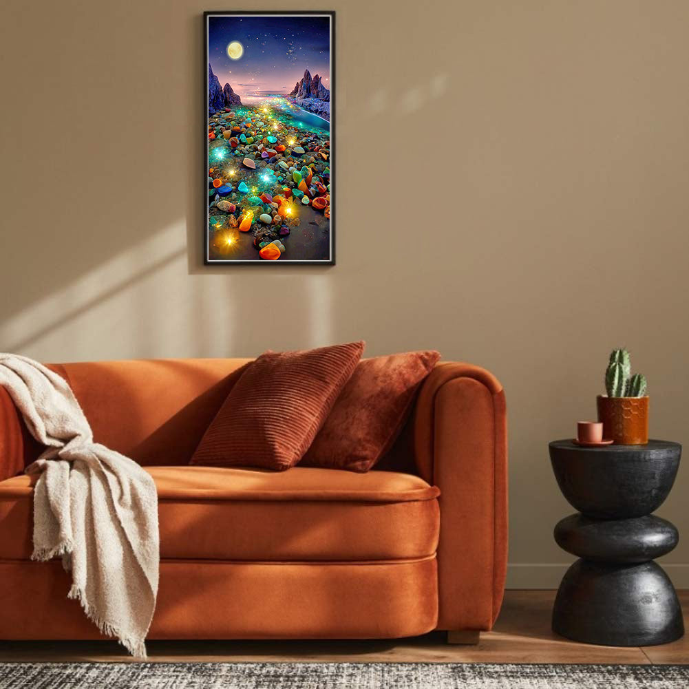 Under The Moon Fantasy Luminous Color Stone - Full Round Drill Diamond Painting 40*70CM
