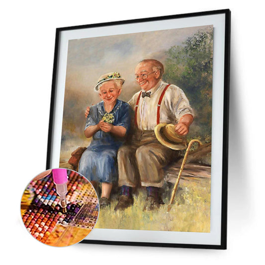 Elderly Couple - Full Round Drill Diamond Painting 40*50CM