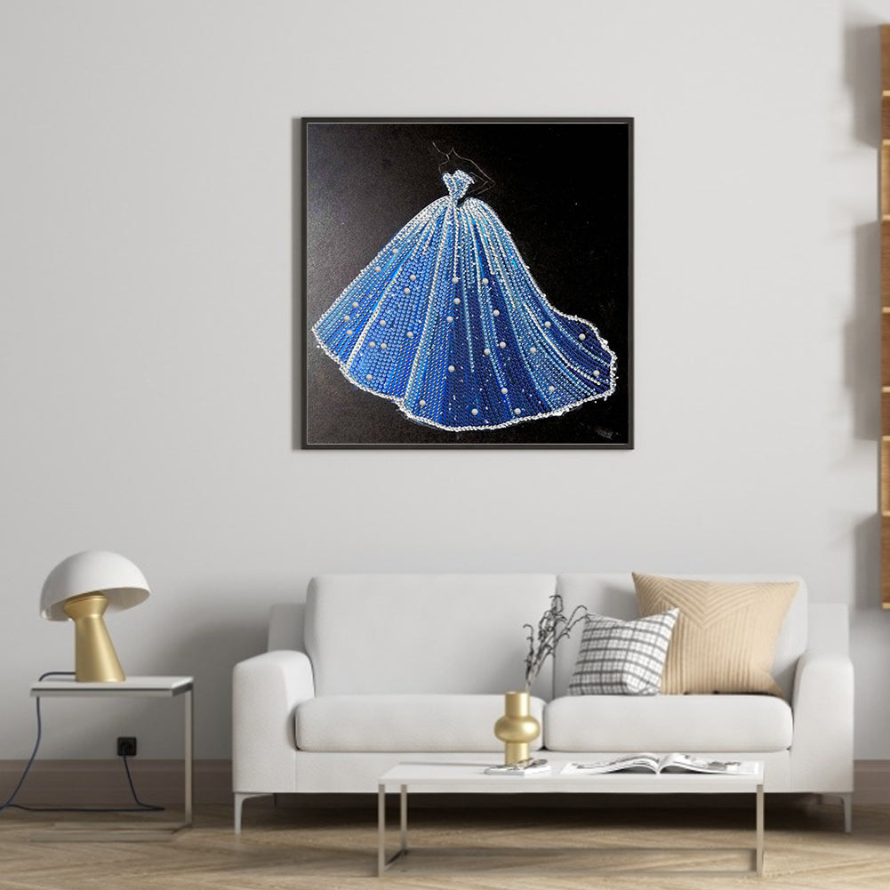 Blue Dress - Special Shaped Drill Diamond Painting 30*30CM