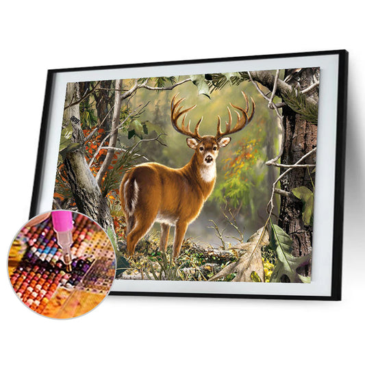 Elk In The Forest - Full Round Drill Diamond Painting 60*50CM