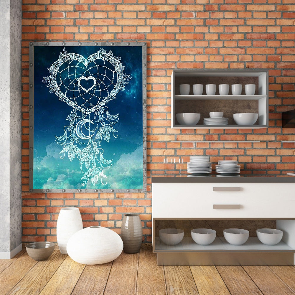 Heart Shaped Dream Catcher - Full Round Drill Diamond Painting 30*40CM
