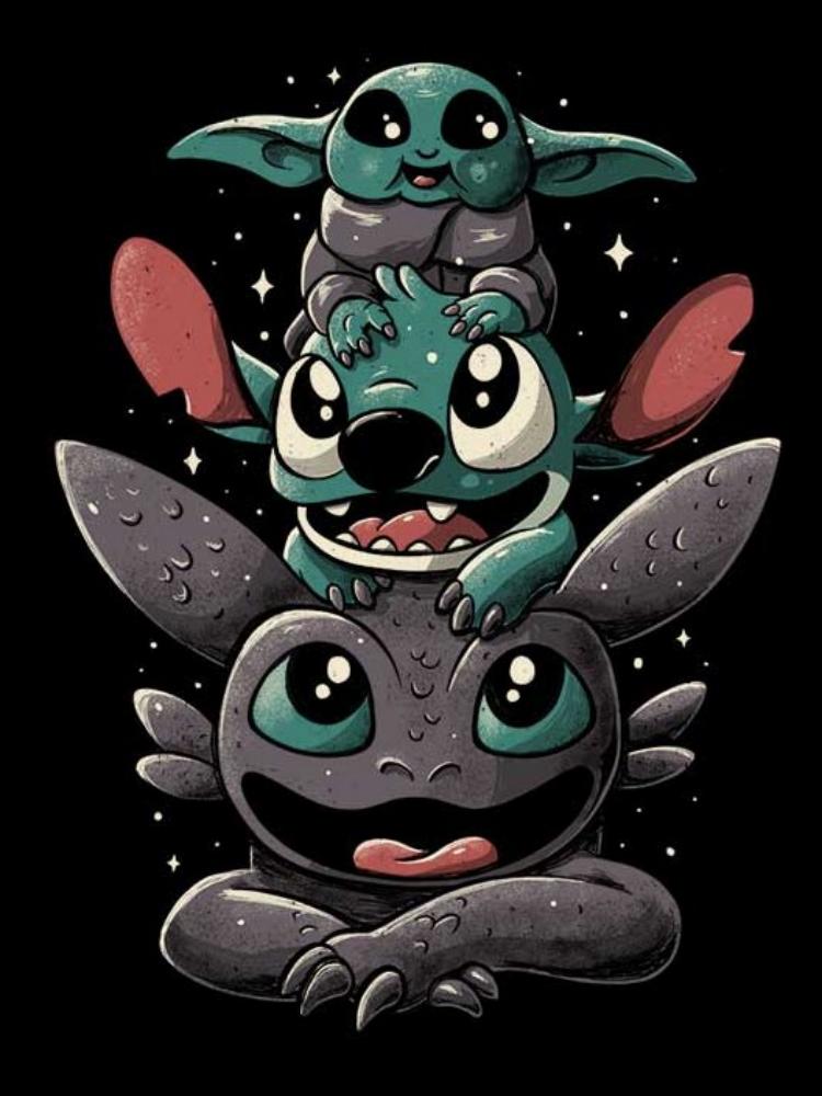 Yoda Three Cute Towers - Full Round Drill Diamond Painting 40*50CM