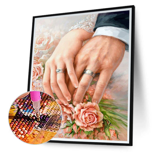 Couple Rings - Full Round Drill Diamond Painting 40*50CM