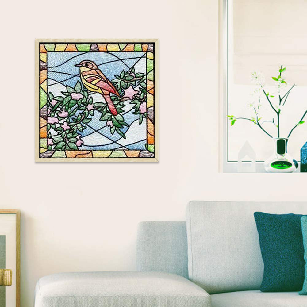 Grid Bird Embroidery Painting - Full Square Drill Diamond Painting 40*40CM