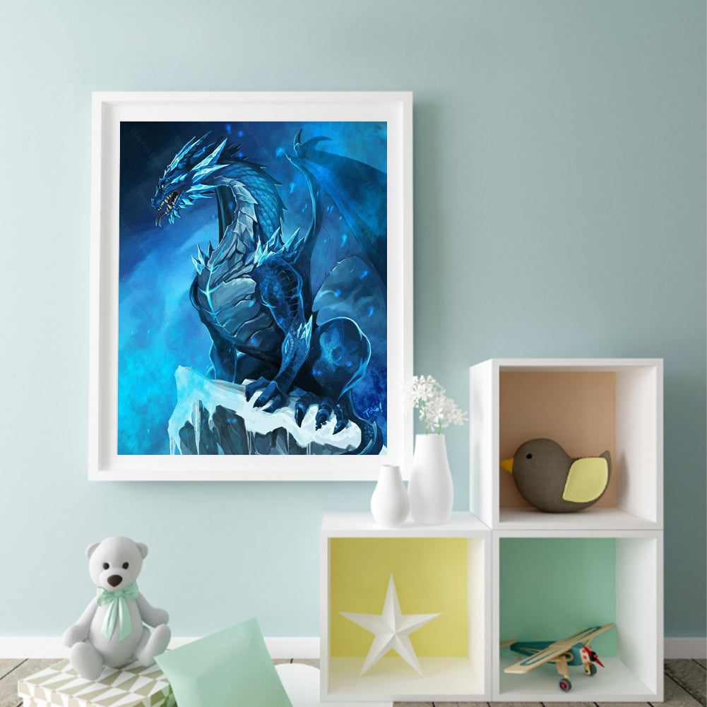 Blue Pterosaur - Full Round Drill Diamond Painting 40*50CM